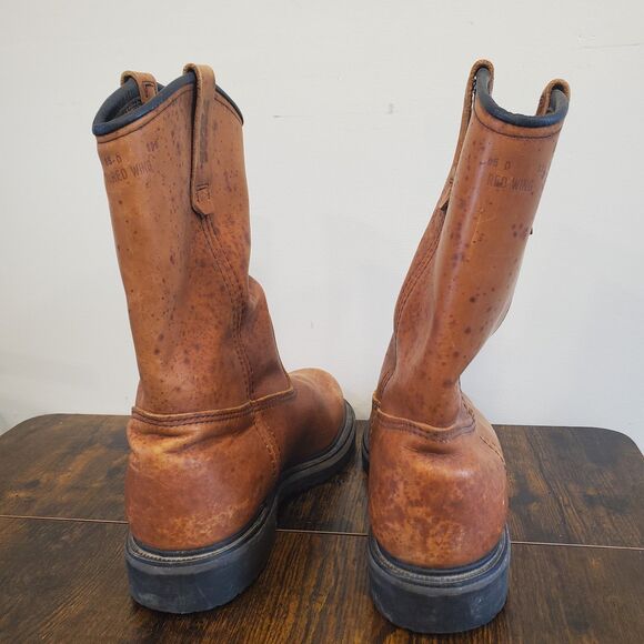Red Wing Pecos 899 Men\'s Size 8.5D Leather Pull-On Boots Steel Toe Electric